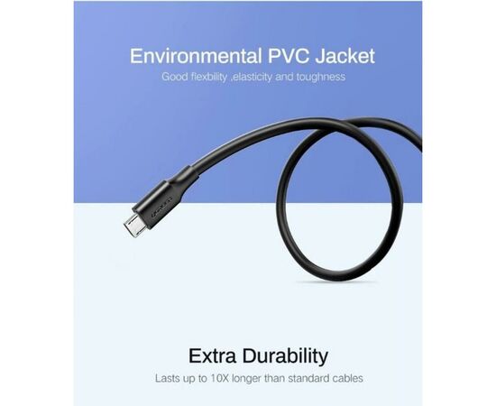 Дата кабель USB 2.0 AM to Micro 5P 2.0m US289 Black Ugreen (60138), изображение 3 Дата кабель USB 2.0 AM to Micro 5P 2.0m US289 Black Ugreen (60138), изображение 3