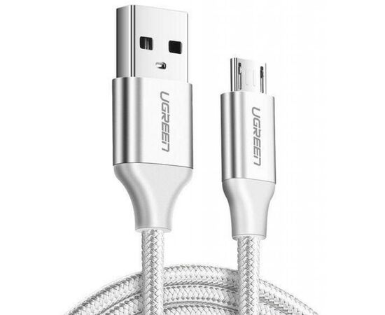Дата кабель USB 2.0 AM to Micro 5P 1.0m US290 Aluminum Braid White Ugreen (60151)