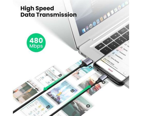 Дата кабель USB 2.0 AM to Micro 5P 2.0m US290 Aluminum Braid Black Ugreen (60148), изображение 3 Дата кабель USB 2.0 AM to Micro 5P 2.0m US290 Aluminum Braid Black Ugreen (60148), изображение 3