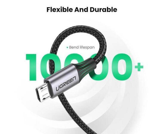 Дата кабель USB 2.0 AM to Micro 5P 2.0m US290 Aluminum Braid Black Ugreen (60148), изображение 6 Дата кабель USB 2.0 AM to Micro 5P 2.0m US290 Aluminum Braid Black Ugreen (60148), изображение 6