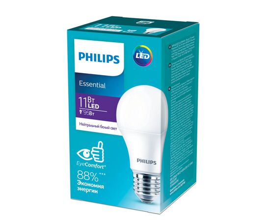 Лампочка Philips ESS LEDBulb 11W 1250lm E27 840 1CT/12RCA (929002299787), изображение 2 Лампочка Philips ESS LEDBulb 11W 1250lm E27 840 1CT/12RCA (929002299787), изображение 2