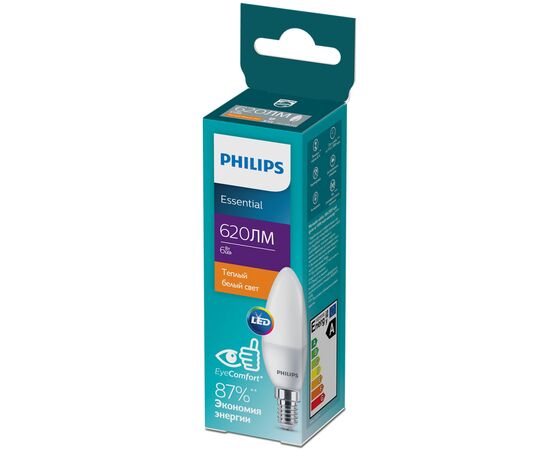 Лампочка Philips ESSLEDCandle 6W 620lm E14 827 B35NDFRRCA (929002970807), изображение 2 Лампочка Philips ESSLEDCandle 6W 620lm E14 827 B35NDFRRCA (929002970807), изображение 2