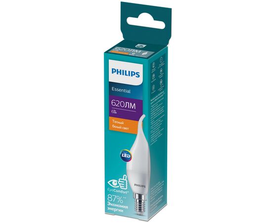 Лампочка Philips ESSLEDCandle 6W 620lm E14 827BA35NDFRRCA (929002972007), изображение 2 Лампочка Philips ESSLEDCandle 6W 620lm E14 827BA35NDFRRCA (929002972007), изображение 2