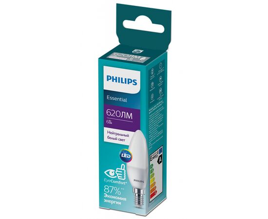 Лампочка Philips ESSLEDCandle 6W 620lm E14 840 B35NDFRRCA (929002971107), изображение 2 Лампочка Philips ESSLEDCandle 6W 620lm E14 840 B35NDFRRCA (929002971107), изображение 2