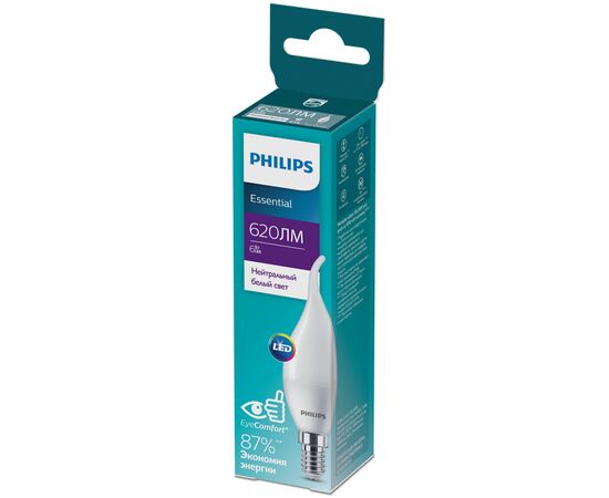 Лампочка Philips ESSLEDCandle 6W 620lm E14 840BA35NDFRRCA (929002972307), изображение 2 Лампочка Philips ESSLEDCandle 6W 620lm E14 840BA35NDFRRCA (929002972307), изображение 2