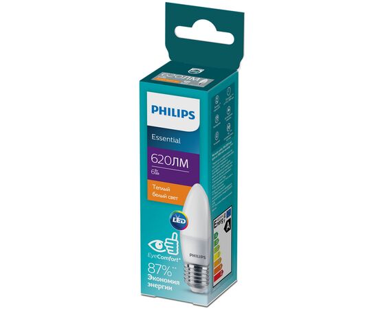 Лампочка Philips ESSLEDCandle 6W 620lm E27 827 B35NDFRRCA (929002970607), изображение 2 Лампочка Philips ESSLEDCandle 6W 620lm E27 827 B35NDFRRCA (929002970607), изображение 2