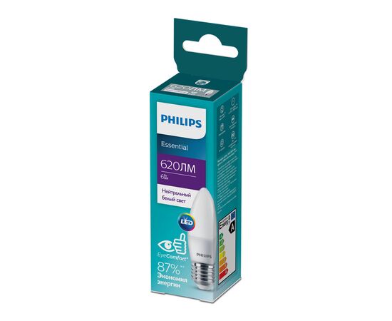 Лампочка Philips ESSLEDCandle 6W 620lm E27 840 B35NDFRRCA (929002970907), изображение 2 Лампочка Philips ESSLEDCandle 6W 620lm E27 840 B35NDFRRCA (929002970907), изображение 2