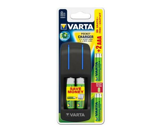 Зарядний пристрій для акумуляторів Varta Pocket Charger + 2AA 2100 mAh +2AAA 800 mAh NI-MH (57642301431)