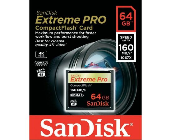 Карта памяти SanDisk Compact Flash Card 64Gb Extreme PRO (SDCFXPS-064G-X46), изображение 2