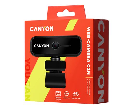 Веб-камера Canyon C2N 1080p Full HD Black (CNE-HWC2N), изображение 3