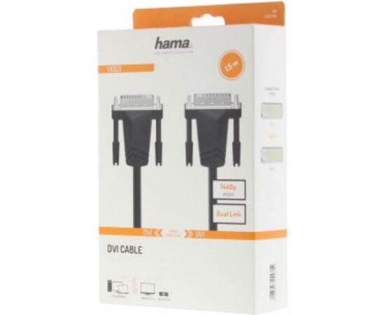 Кабель мультимедийный DVI to DVI 1.5m WQHD 1440p Black Hama (00200706), изображение 2 Кабель мультимедийный DVI to DVI 1.5m WQHD 1440p Black Hama (00200706), изображение 2