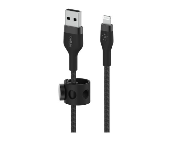 Дата кабель USB 2.0 AM to Lightning 1.0m BRAIDED SILICONE black Belkin (CAA010BT1MBK), изображение 2 Дата кабель USB 2.0 AM to Lightning 1.0m BRAIDED SILICONE black Belkin (CAA010BT1MBK), изображение 2