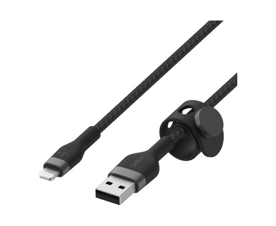 Дата кабель USB 2.0 AM to Lightning 1.0m BRAIDED SILICONE black Belkin (CAA010BT1MBK), изображение 3 Дата кабель USB 2.0 AM to Lightning 1.0m BRAIDED SILICONE black Belkin (CAA010BT1MBK), изображение 3