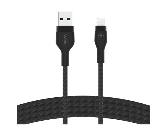 Дата кабель USB 2.0 AM to Lightning 1.0m BRAIDED SILICONE black Belkin (CAA010BT1MBK)