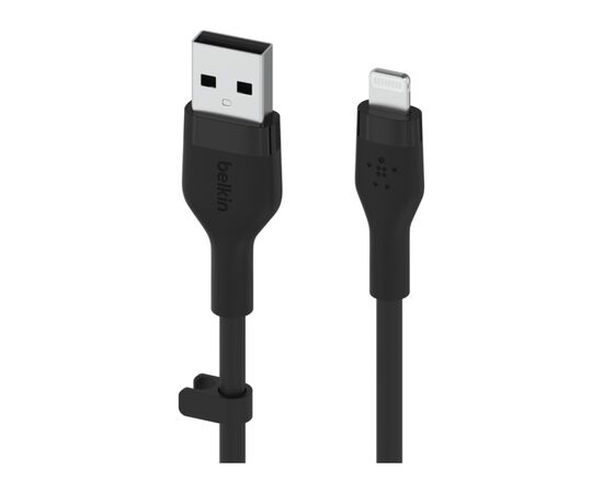 Дата кабель USB 2.0 AM to Lightning 1.0m SILICONE black Belkin (CAA008BT1MBK), изображение 2 Дата кабель USB 2.0 AM to Lightning 1.0m SILICONE black Belkin (CAA008BT1MBK), изображение 2