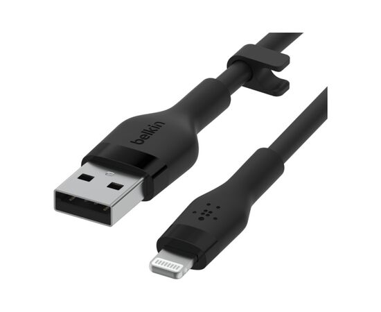 Дата кабель USB 2.0 AM to Lightning 1.0m SILICONE black Belkin (CAA008BT1MBK), изображение 3 Дата кабель USB 2.0 AM to Lightning 1.0m SILICONE black Belkin (CAA008BT1MBK), изображение 3