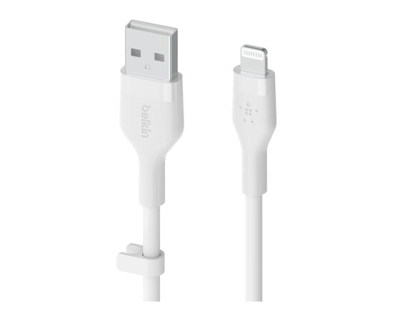 Дата кабель USB 2.0 AM to Lightning 1.0m SILICONE white Belkin (CAA008BT1MWH), изображение 2 Дата кабель USB 2.0 AM to Lightning 1.0m SILICONE white Belkin (CAA008BT1MWH), изображение 2