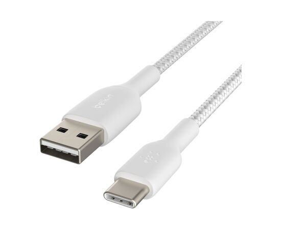 Дата кабель USB 2.0 AM to Type-C 1.0m BRAIDED white Belkin (CAB002BT1MWH), изображение 3 Дата кабель USB 2.0 AM to Type-C 1.0m BRAIDED white Belkin (CAB002BT1MWH), изображение 3