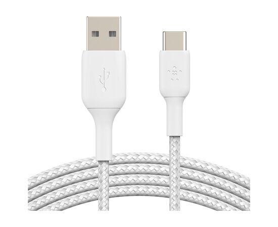 Дата кабель USB 2.0 AM to Type-C 1.0m BRAIDED white Belkin (CAB002BT1MWH)