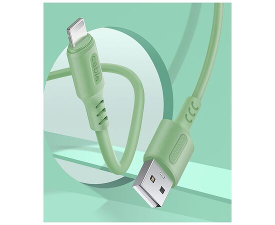 Дата кабель USB 2.0 AM to Lightning 1.0m soft silicone green ColorWay (CW-CBUL042-GR), изображение 3 Дата кабель USB 2.0 AM to Lightning 1.0m soft silicone green ColorWay (CW-CBUL042-GR), изображение 3