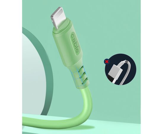 Дата кабель USB 2.0 AM to Lightning 1.0m soft silicone green ColorWay (CW-CBUL042-GR), изображение 5 Дата кабель USB 2.0 AM to Lightning 1.0m soft silicone green ColorWay (CW-CBUL042-GR), изображение 5