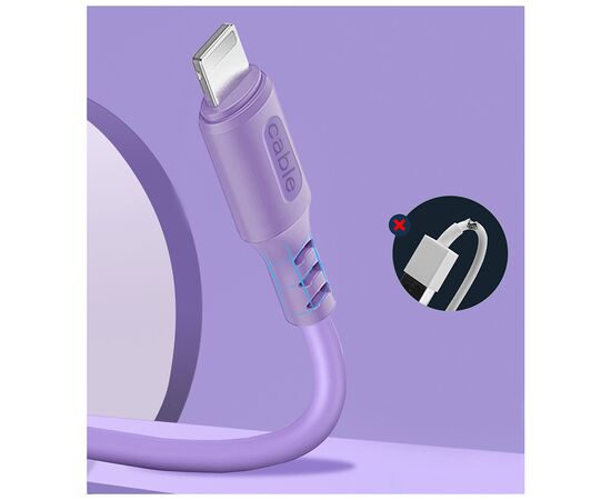 Дата кабель USB 2.0 AM to Lightning 1.0m soft silicone violet ColorWay (CW-CBUL044-PU), изображение 3 Дата кабель USB 2.0 AM to Lightning 1.0m soft silicone violet ColorWay (CW-CBUL044-PU), изображение 3