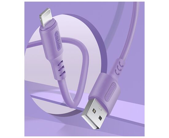 Дата кабель USB 2.0 AM to Lightning 1.0m soft silicone violet ColorWay (CW-CBUL044-PU), изображение 5 Дата кабель USB 2.0 AM to Lightning 1.0m soft silicone violet ColorWay (CW-CBUL044-PU), изображение 5