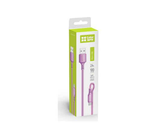 Дата кабель USB 2.0 AM to Micro 5P 1.0m soft silicone violet ColorWay (CW-CBUM044-PU), изображение 2 Дата кабель USB 2.0 AM to Micro 5P 1.0m soft silicone violet ColorWay (CW-CBUM044-PU), изображение 2