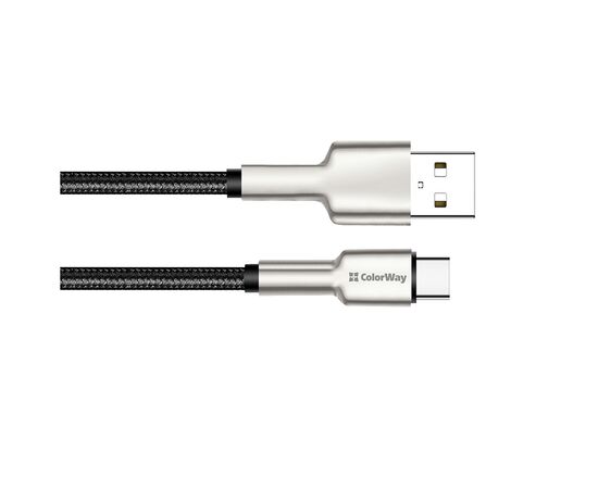 Дата кабель USB 2.0 AM to Type-C 1.0m head metal black ColorWay (CW-CBUC046-BK), изображение 4 Дата кабель USB 2.0 AM to Type-C 1.0m head metal black ColorWay (CW-CBUC046-BK), изображение 4