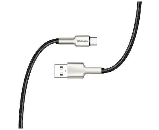 Дата кабель USB 2.0 AM to Type-C 1.0m head metal black ColorWay (CW-CBUC046-BK), изображение 5 Дата кабель USB 2.0 AM to Type-C 1.0m head metal black ColorWay (CW-CBUC046-BK), изображение 5