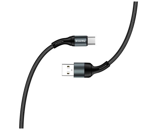 Дата кабель USB 2.0 AM to Type-C 1.0m nylon black ColorWay (CW-CBUC045-BK), изображение 6 Дата кабель USB 2.0 AM to Type-C 1.0m nylon black ColorWay (CW-CBUC045-BK), изображение 6