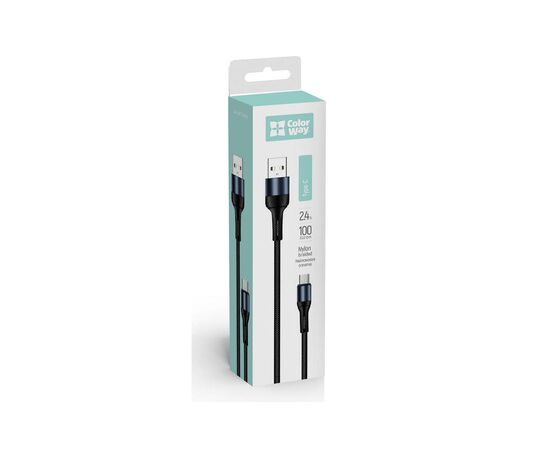 Дата кабель USB 2.0 AM to Type-C 1.0m nylon black ColorWay (CW-CBUC045-BK), изображение 7 Дата кабель USB 2.0 AM to Type-C 1.0m nylon black ColorWay (CW-CBUC045-BK), изображение 7