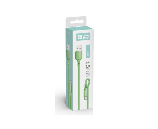 Дата кабель USB 2.0 AM to Type-C 1.0m soft silicone green ColorWay (CW-CBUC042-GR), изображение 2 Дата кабель USB 2.0 AM to Type-C 1.0m soft silicone green ColorWay (CW-CBUC042-GR), изображение 2