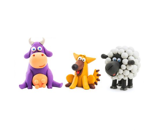 Набір для творчості Lipaka пластилина самозатверд. Корівка, песик, вівця (60024-UA01), зображення 3