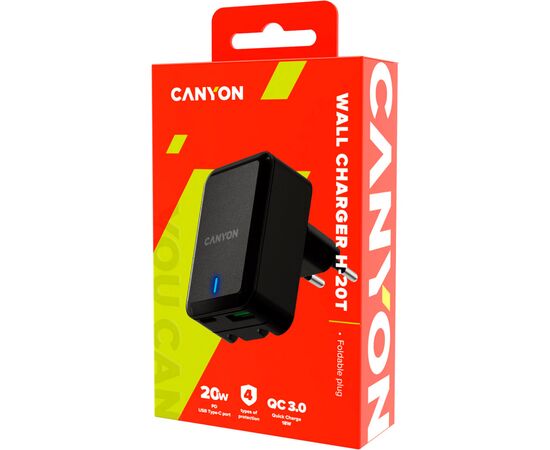 Зарядное устройство Canyon PD 20W/QC3.0 18W (CNS-CHA20B), изображение 3 Зарядное устройство Canyon PD 20W/QC3.0 18W (CNS-CHA20B), изображение 3