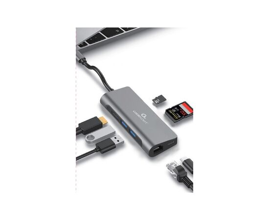 Концентратор Cablexpert USB-C 5-in-1 (HUB/HDMI/PD/CR/Lan) (A-CM-COMBO5-01), изображение 3 Концентратор Cablexpert USB-C 5-in-1 (HUB/HDMI/PD/CR/Lan) (A-CM-COMBO5-01), изображение 3