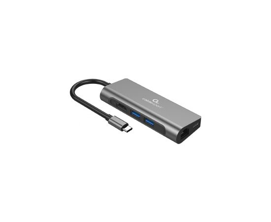 Концентратор Cablexpert USB-C 5-in-1 (HUB/HDMI/PD/CR/Lan) (A-CM-COMBO5-01)