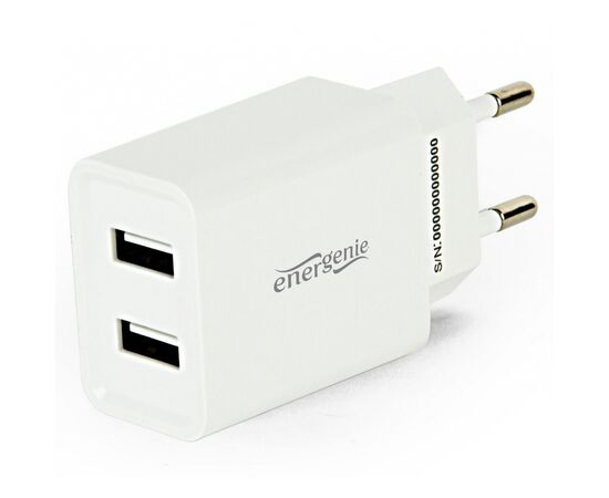 Зарядний пристрій EnerGenie USB 2.1A, white (EG-U2C2A-03-W)