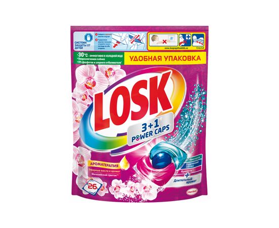 Капсули для прання Losk Тріо-капсули Ефірні олії та малайзійська квітка 26 шт. (9000101534283)