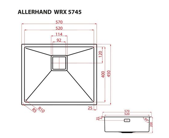 Мойка кухонная Weilor ALLERHAND WRX 5745, изображение 9 Мойка кухонная Weilor ALLERHAND WRX 5745, изображение 9