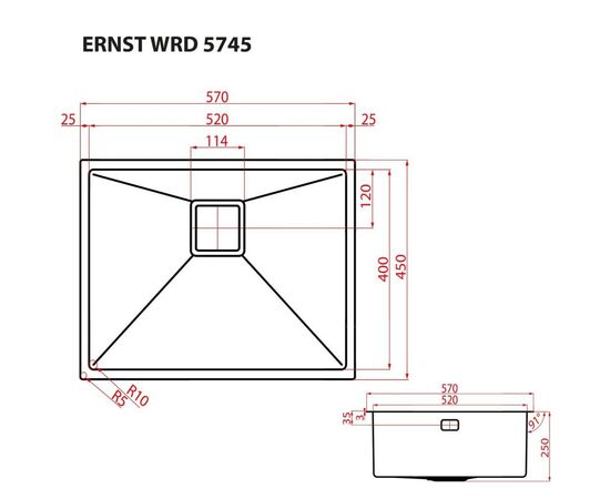 Мойка кухонная Weilor ERNST WRD 5745, изображение 8 Мойка кухонная Weilor ERNST WRD 5745, изображение 8
