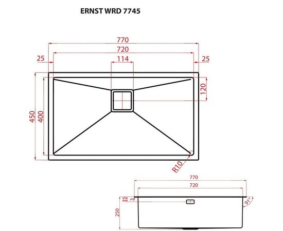 Мойка кухонная Weilor ERNST WRD 7745, изображение 9 Мойка кухонная Weilor ERNST WRD 7745, изображение 9