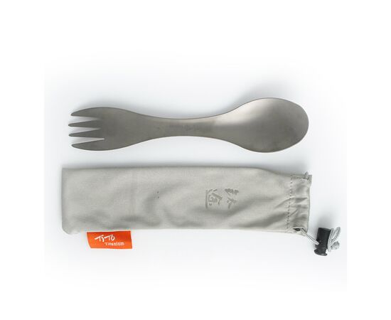 Ложка-вилка туристическая TiTo Titanium 2 в 1 с мешочком Grey (SPK2B1-GRkit)