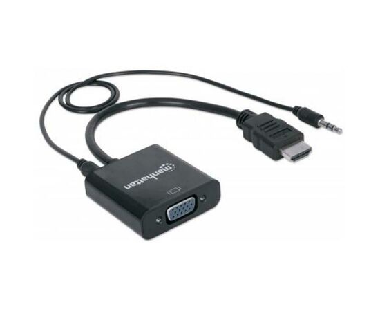 Переходник HDMI M to VGA F Manhattan (151450), изображение 2 Переходник HDMI M to VGA F Manhattan (151450), изображение 2