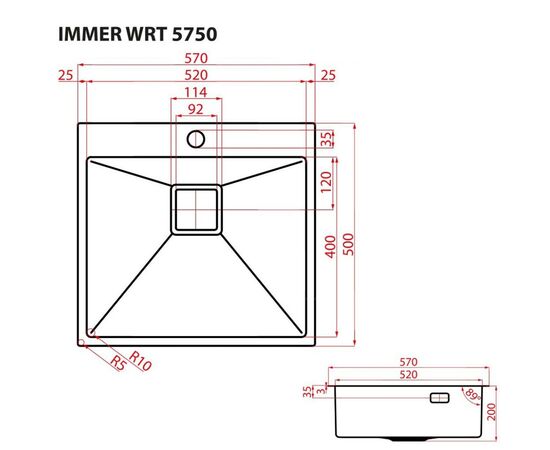 Мойка кухонная Weilor IMMER WRT 5750, изображение 7 Мойка кухонная Weilor IMMER WRT 5750, изображение 7
