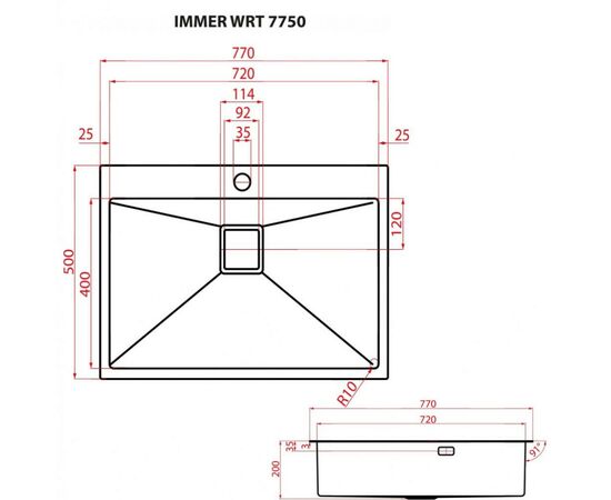Мойка кухонная Weilor IMMER WRT 7750, изображение 10 Мойка кухонная Weilor IMMER WRT 7750, изображение 10
