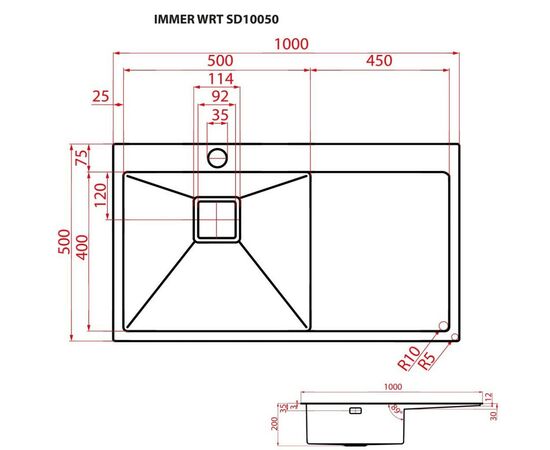 Мойка кухонная Weilor IMMER WRT SD10050, изображение 9 Мойка кухонная Weilor IMMER WRT SD10050, изображение 9