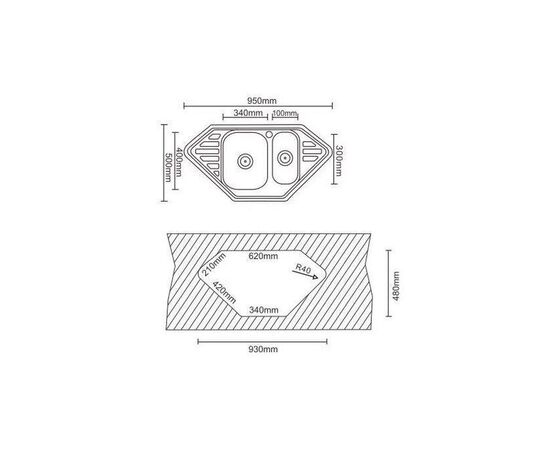 Мойка кухонная Interline INDIGO microdecor, изображение 7