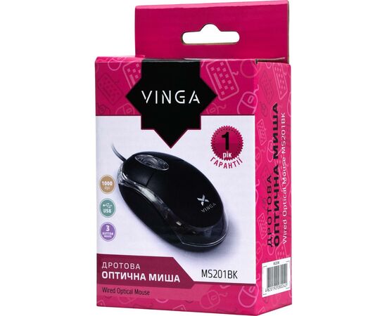 Мишка Vinga MS-201BK, зображення 7 Мишка Vinga MS-201BK, зображення 7