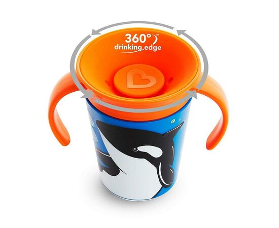 Поїльник-непроливайка Munchkin Miracle 360 Trainer cup Косатка 177 мл (051775), зображення 3 Поїльник-непроливайка Munchkin Miracle 360 Trainer cup Косатка 177 мл (051775), зображення 3